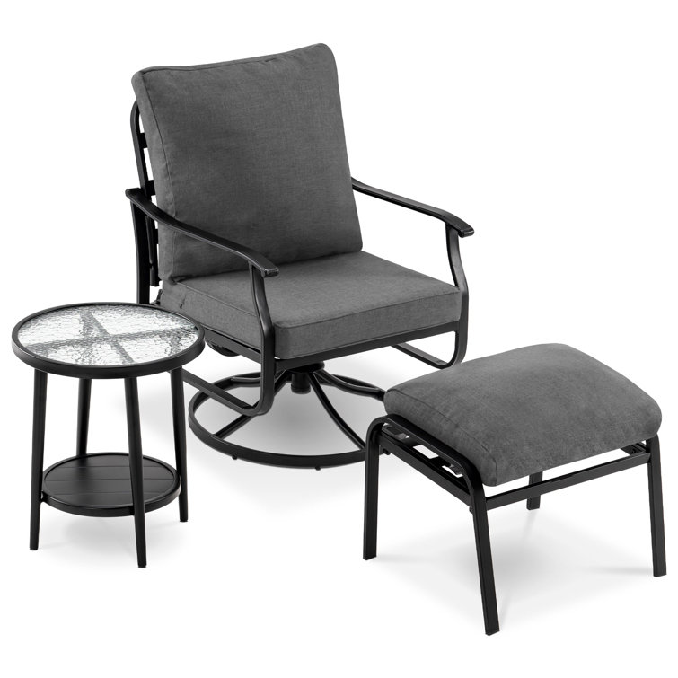 Black swivel patio deals chairs